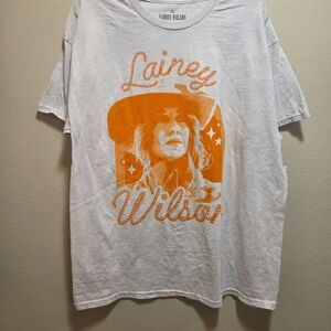 Lainey Wilson White and Orange Graphic Tee